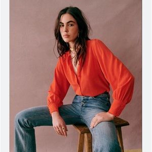SEZANE Solid button down blouse